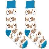 White And Blue Dog Socks