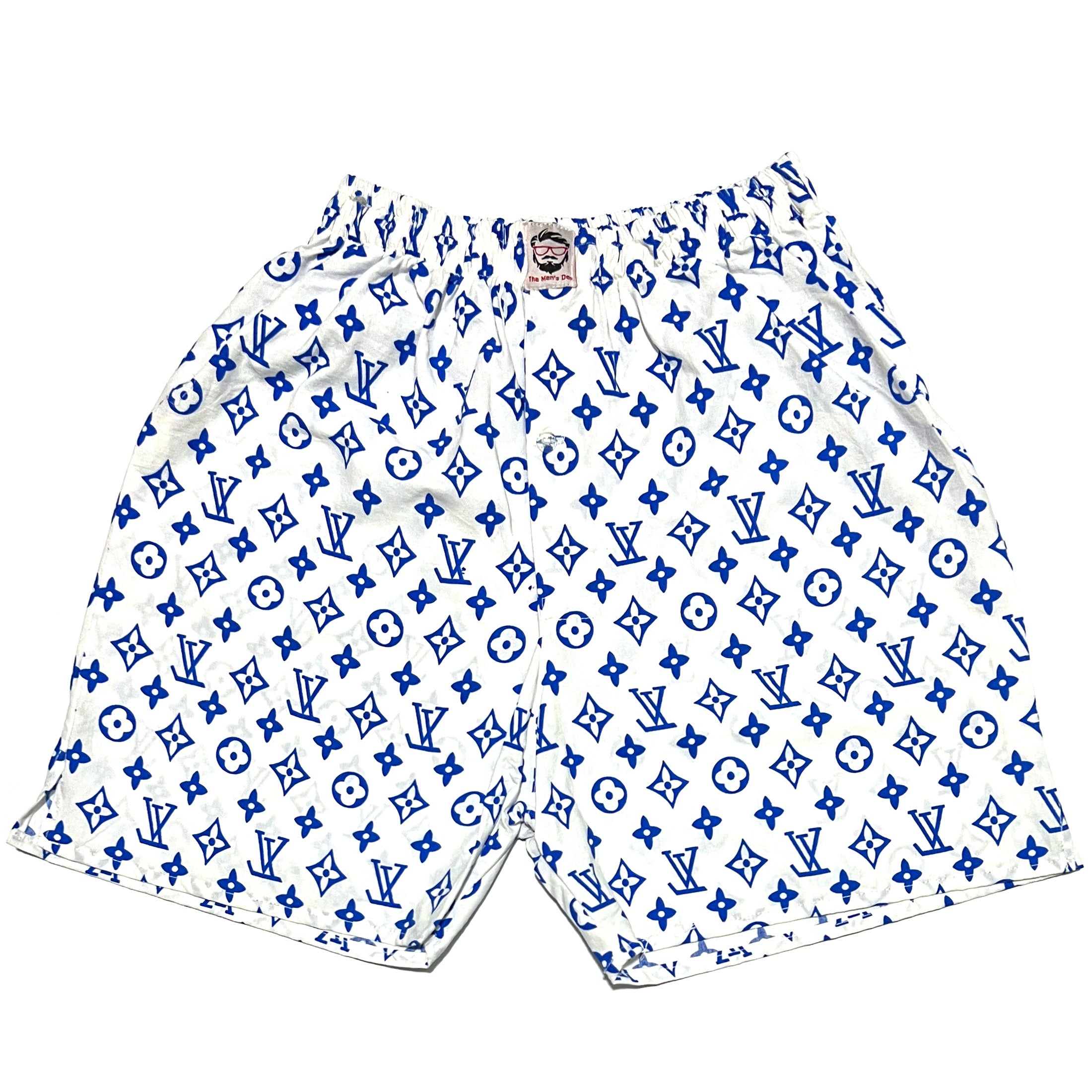 White And Blue LV Cotton Boxers