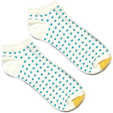 White And Blue Polka Ankle Socks