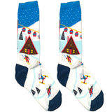 White And Blue Winter Sports Short Crew Socks