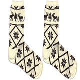 White And Brown Deer Pattern Short Crew Socks