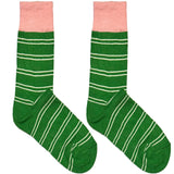 White And Green Stripe Short Crew Socks