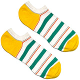 White And Green Stripes Ankle Socks
