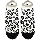 White And Grey Leopard Ankle Socks