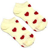 White And Red Hearts Ankle Socks
