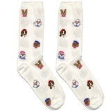 White Cute Dog Short Crew Socks