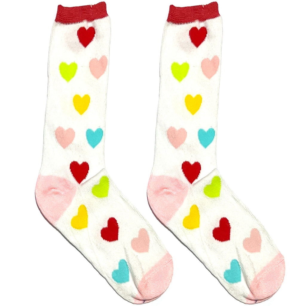 White Multicolor Hearts Short Crew Socks – themensden.pk