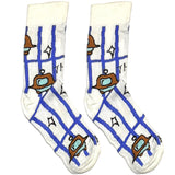 White Robot Stripes Short Crew Socks
