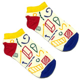 White Shapes Ankle Socks