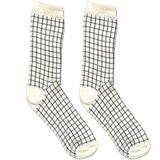 White Squares Short Crew Socks