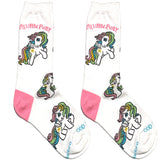 White Unicorn Short Crew Socks