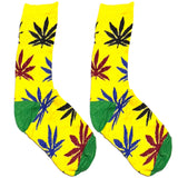 Yellow And Green Floral Short Crew Socks
