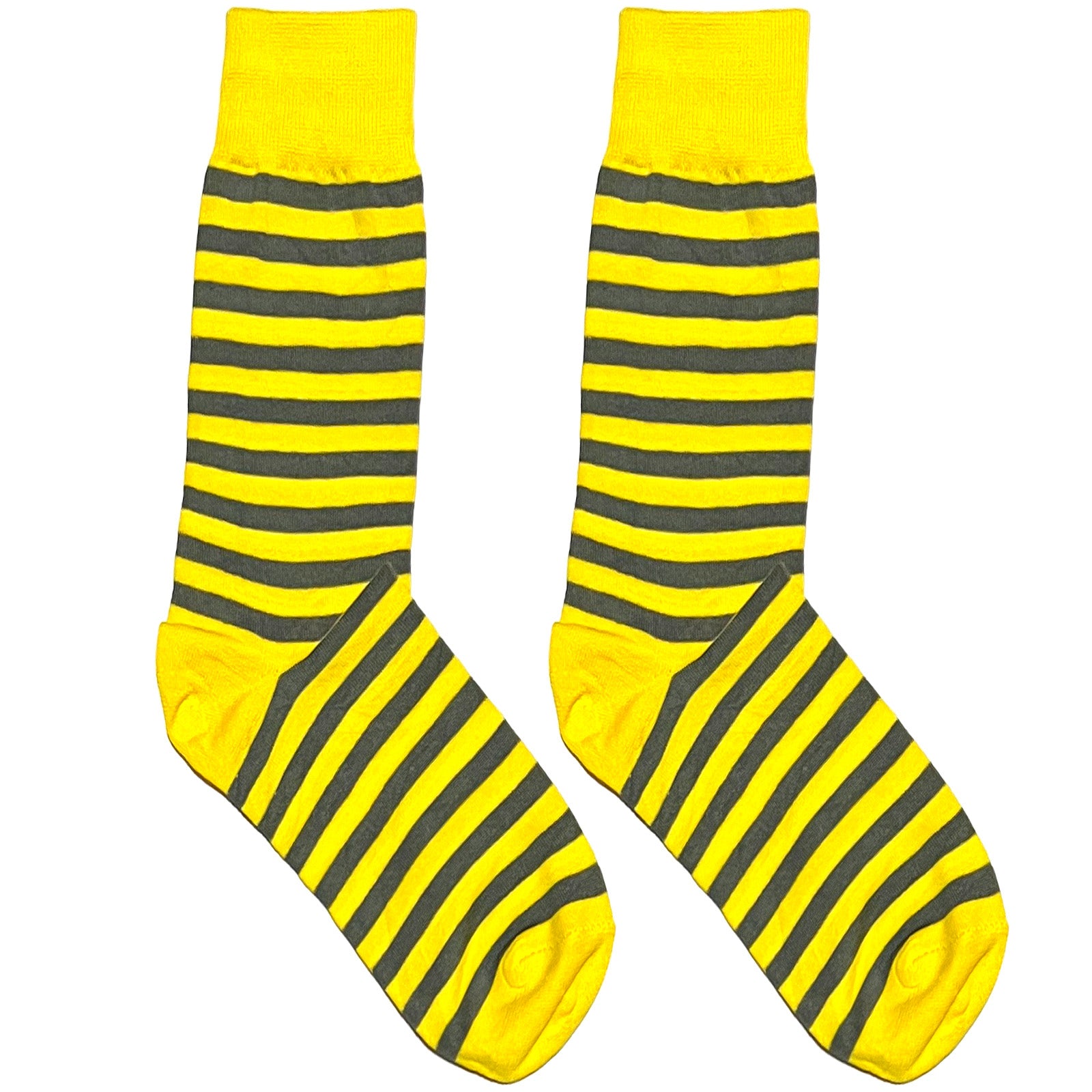 Yellow And Grey Stripes Short Crew Socks