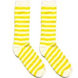Yellow And White Stripes Short Crew Socks