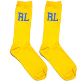 Yellow RL Polo Text Short Crew Socks