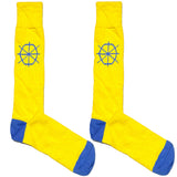 Yellow Ship Wheel Socks