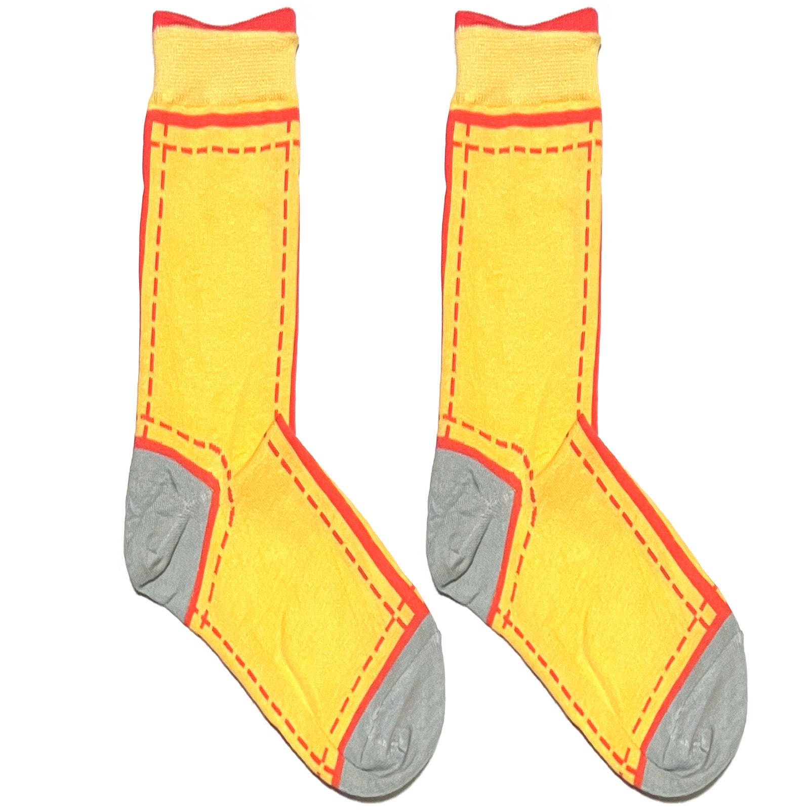 Yellow Side Stitch Design Short Crew Socks