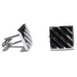 Black And White Vertical Stripe Cuff Link