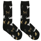 Black Classic Cat Short Crew Socks