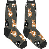 Black Corgi Butt Short Crew Socks
