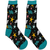 Black And Green Turtle Star Short Crew Socks
