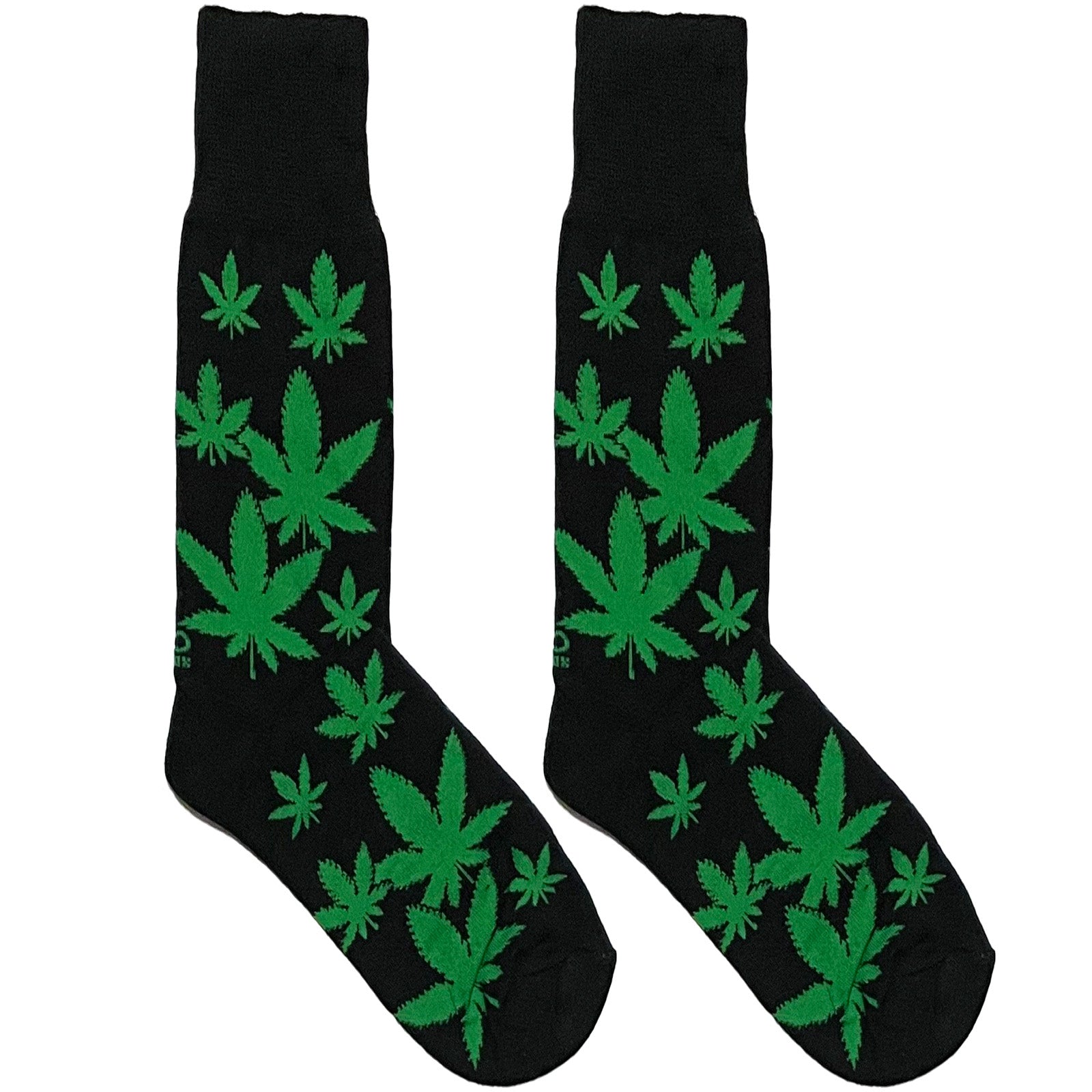 Black And Green Weed Leaf Socks