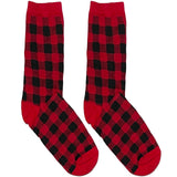 Black And Red Chequered Short Crew Socks