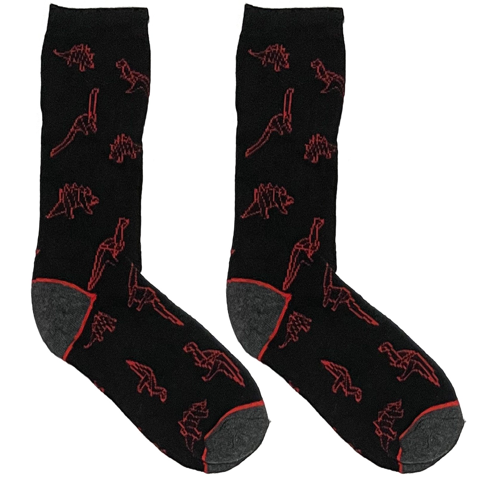 Black And Red Dino Short Crew Socks