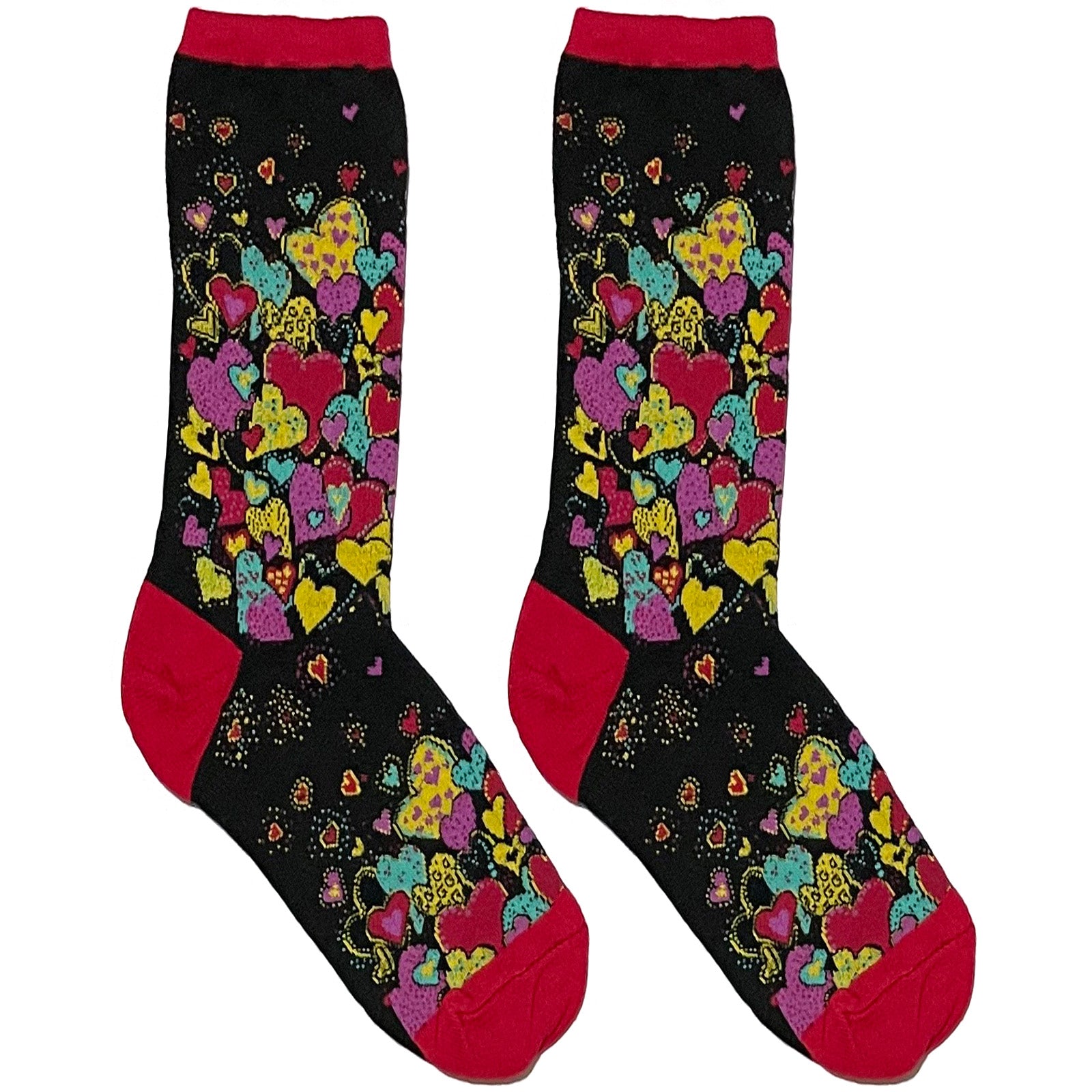 Black And Red Hearts Short Crew Socks