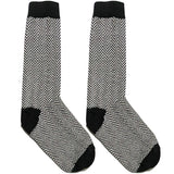 Black And White Textured Short Crew Socks