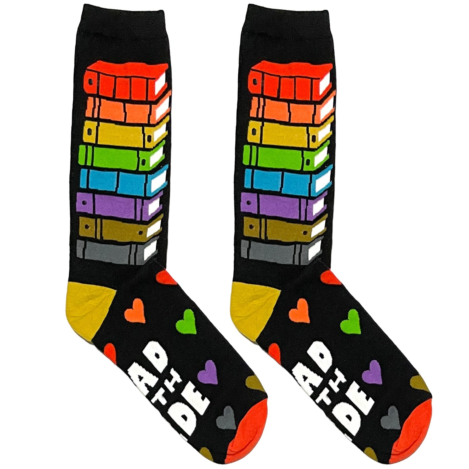 Black Colorful Books Socks