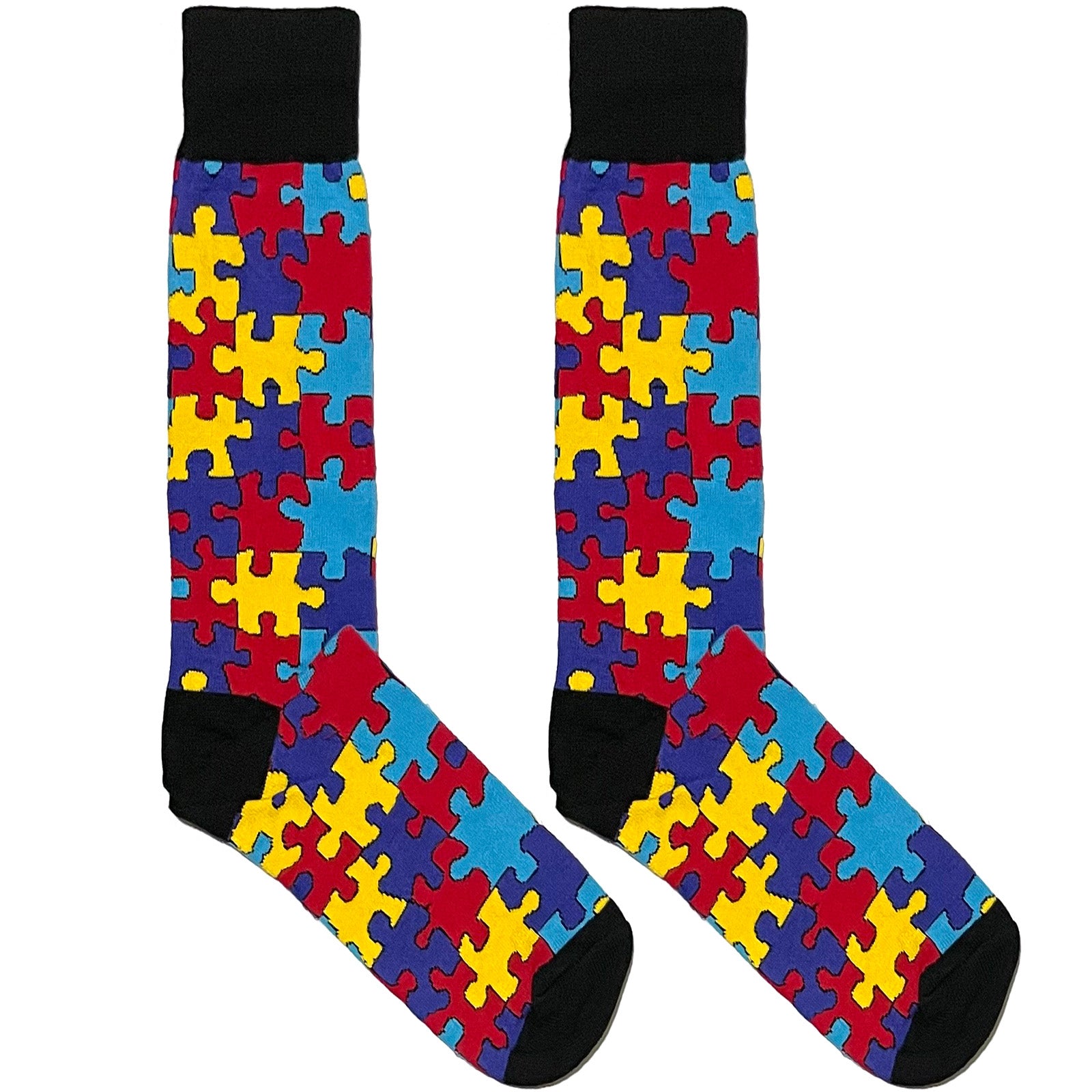 Black Colorful Puzzle Socks