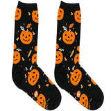 Black Halloween Pumpkin Short Crew Socks
