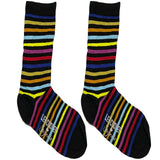 Black Multicolor Stripes Short Crew Socks