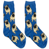 Blue Pug Short Crew Socks