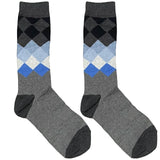 Blue And Grey Diamond Short Crew Socks