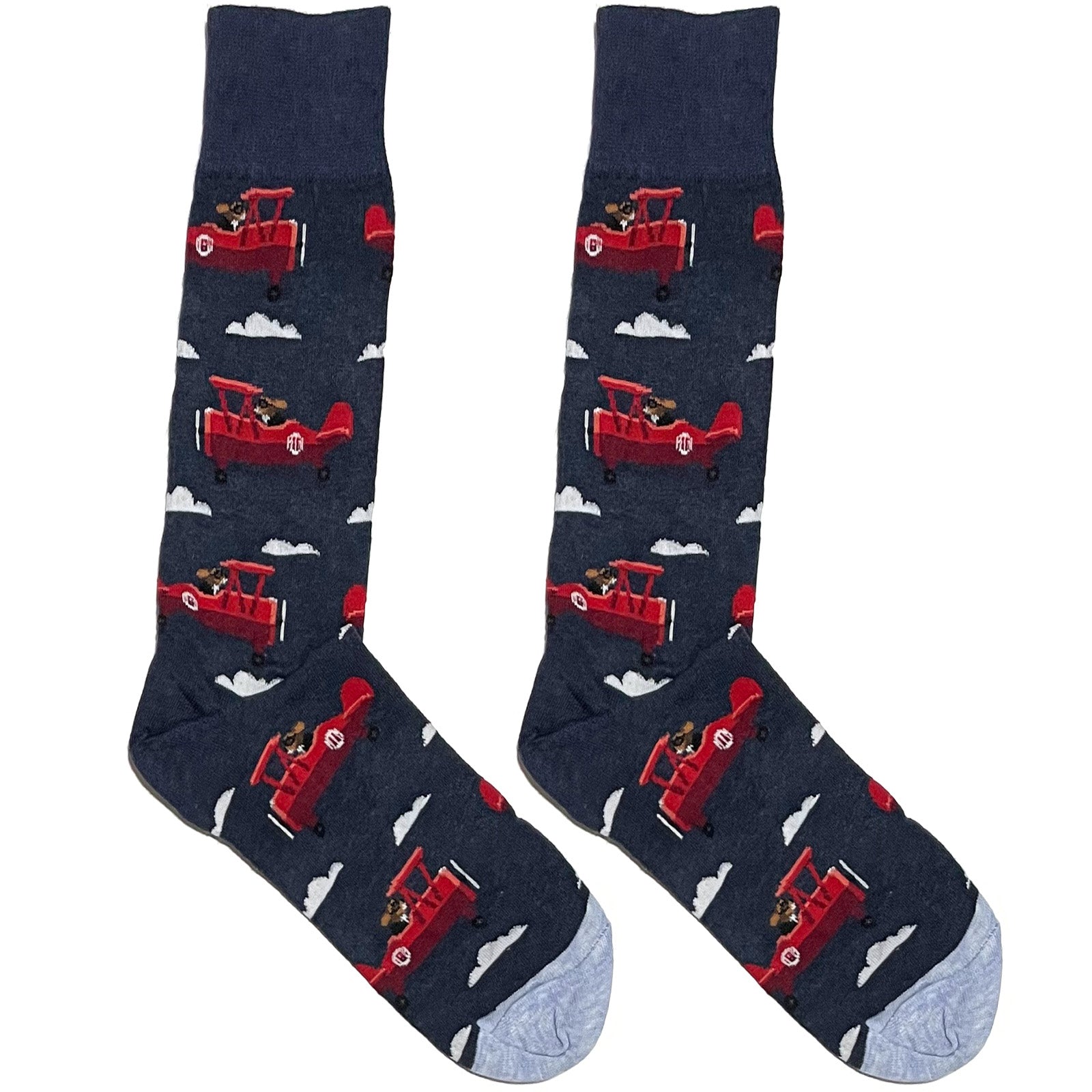 Blue And Red Aeroplane Socks