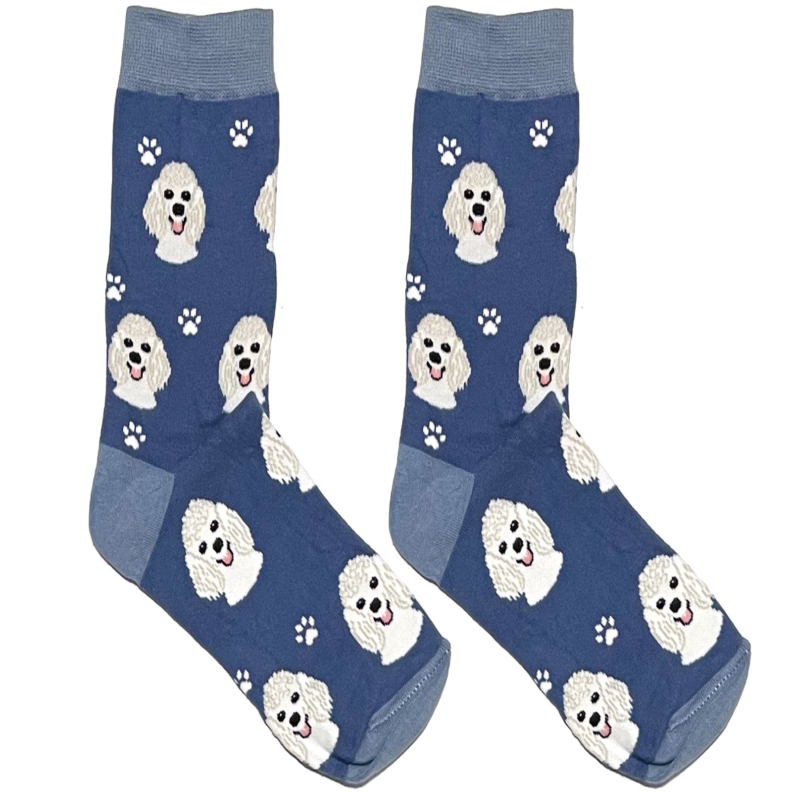 Blue And White Dog Paw Short Crew Socks