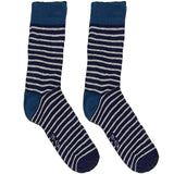 Blue And White Narrow Stripe Short Crew Socks