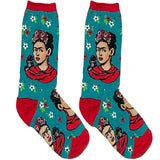 Blue Frida Kahlo Floral Short Crew Socks