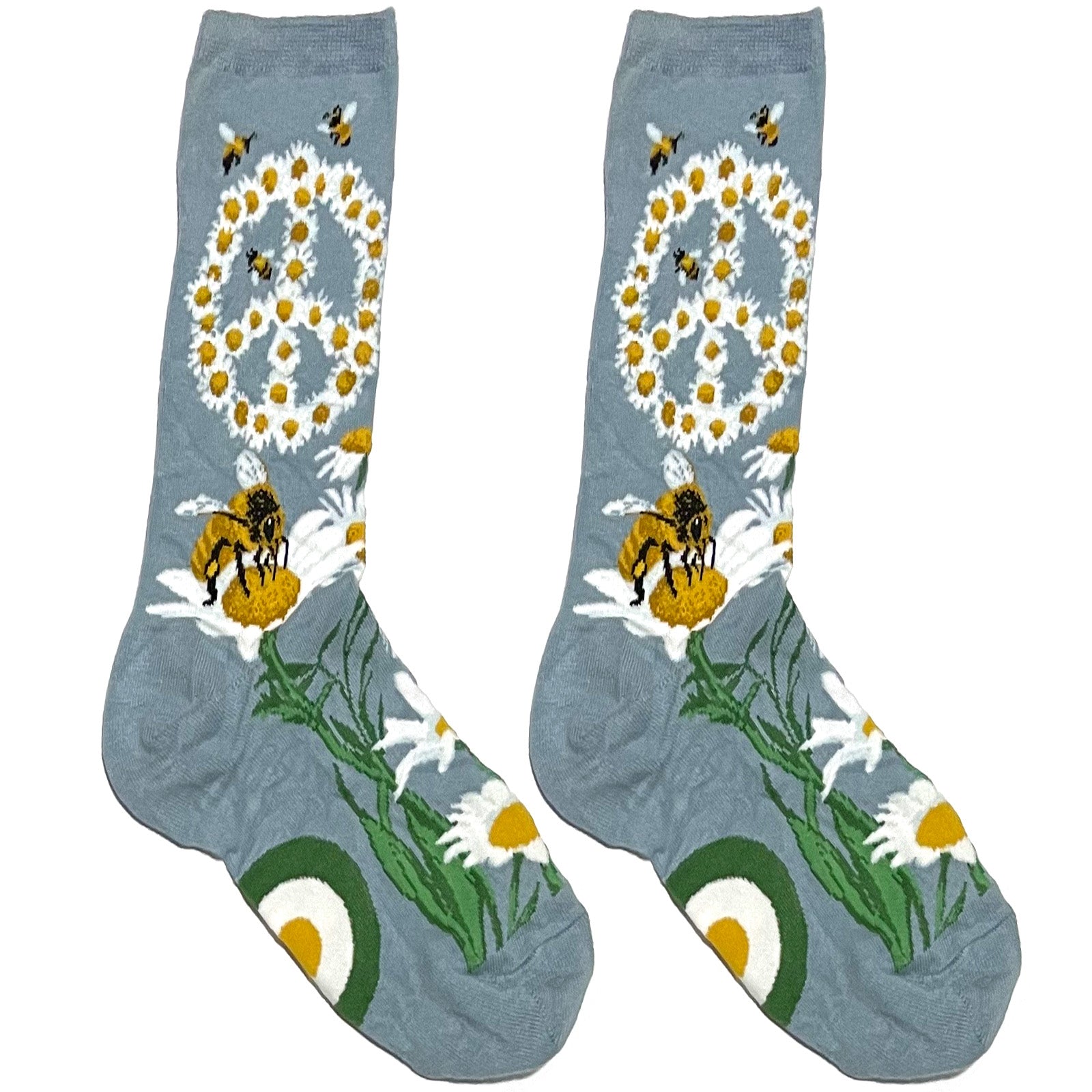 Blue Honey Bee Short Crew Socks