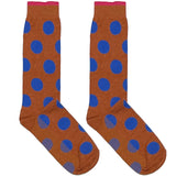 Brown And Blue Polka Socks