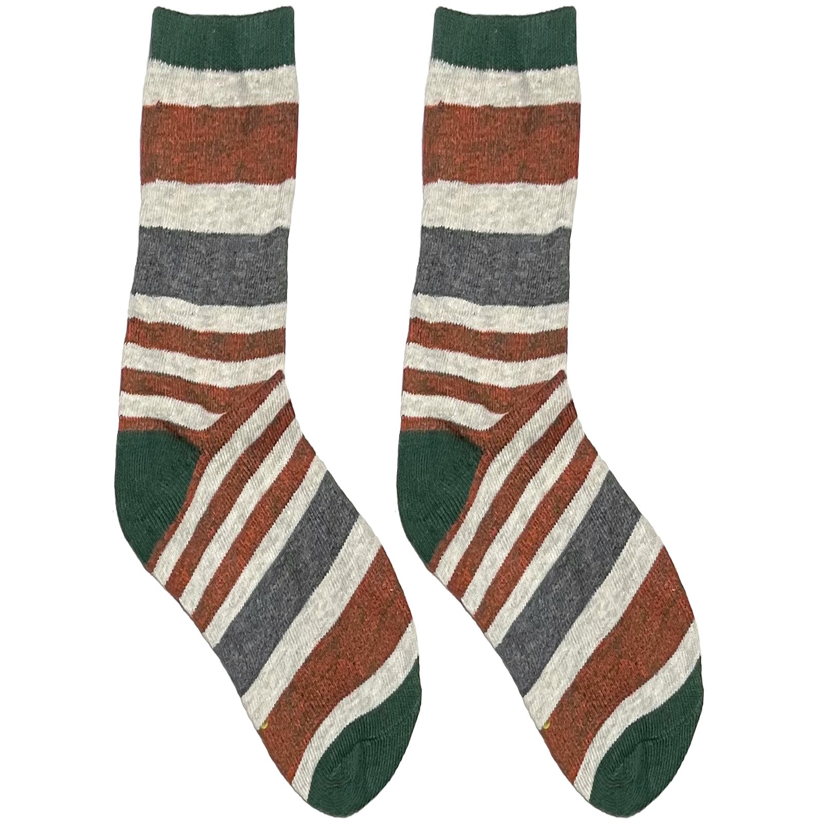 Brown And Green Stripes Short Crew Socks