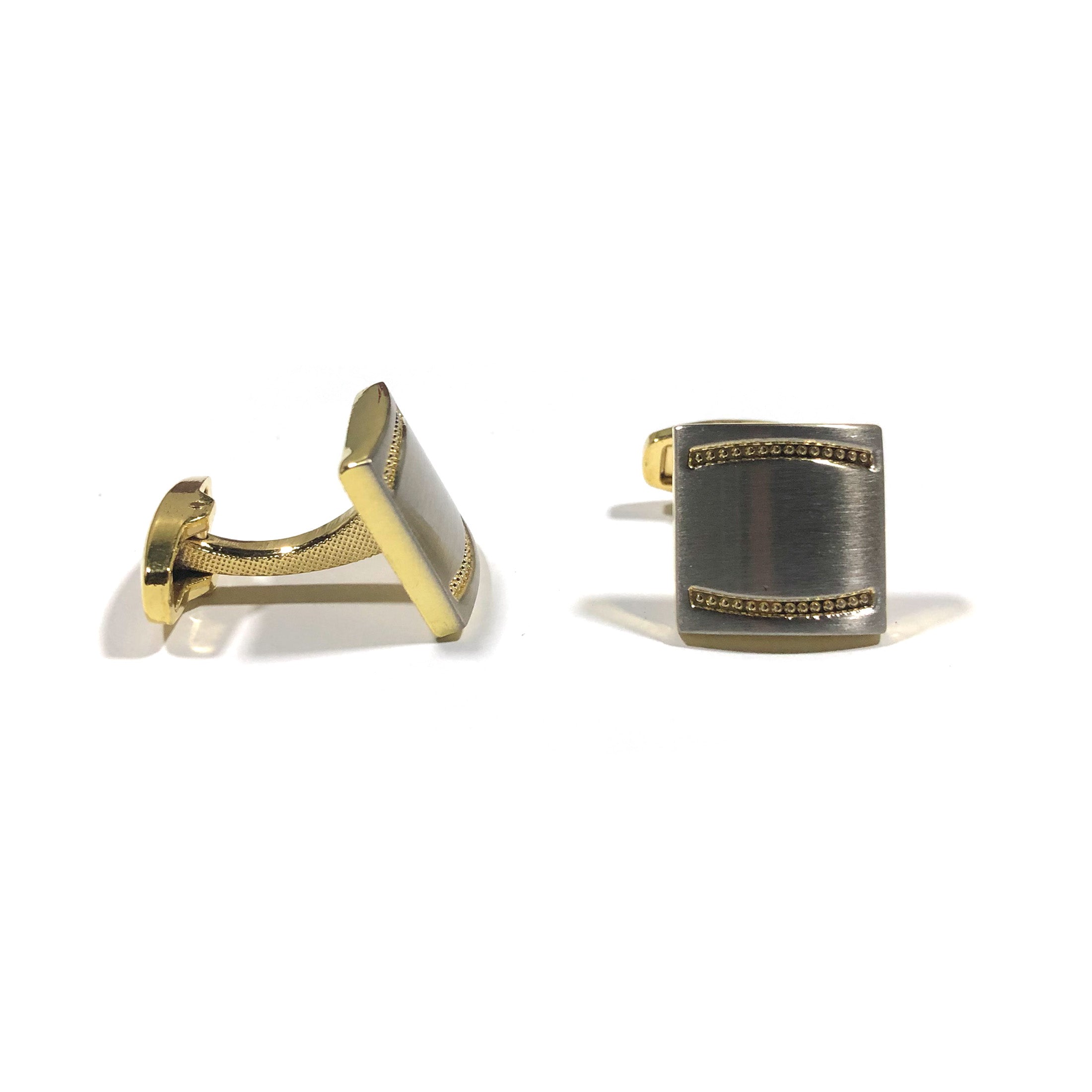 Brushed Silver and Gold Cuff Link