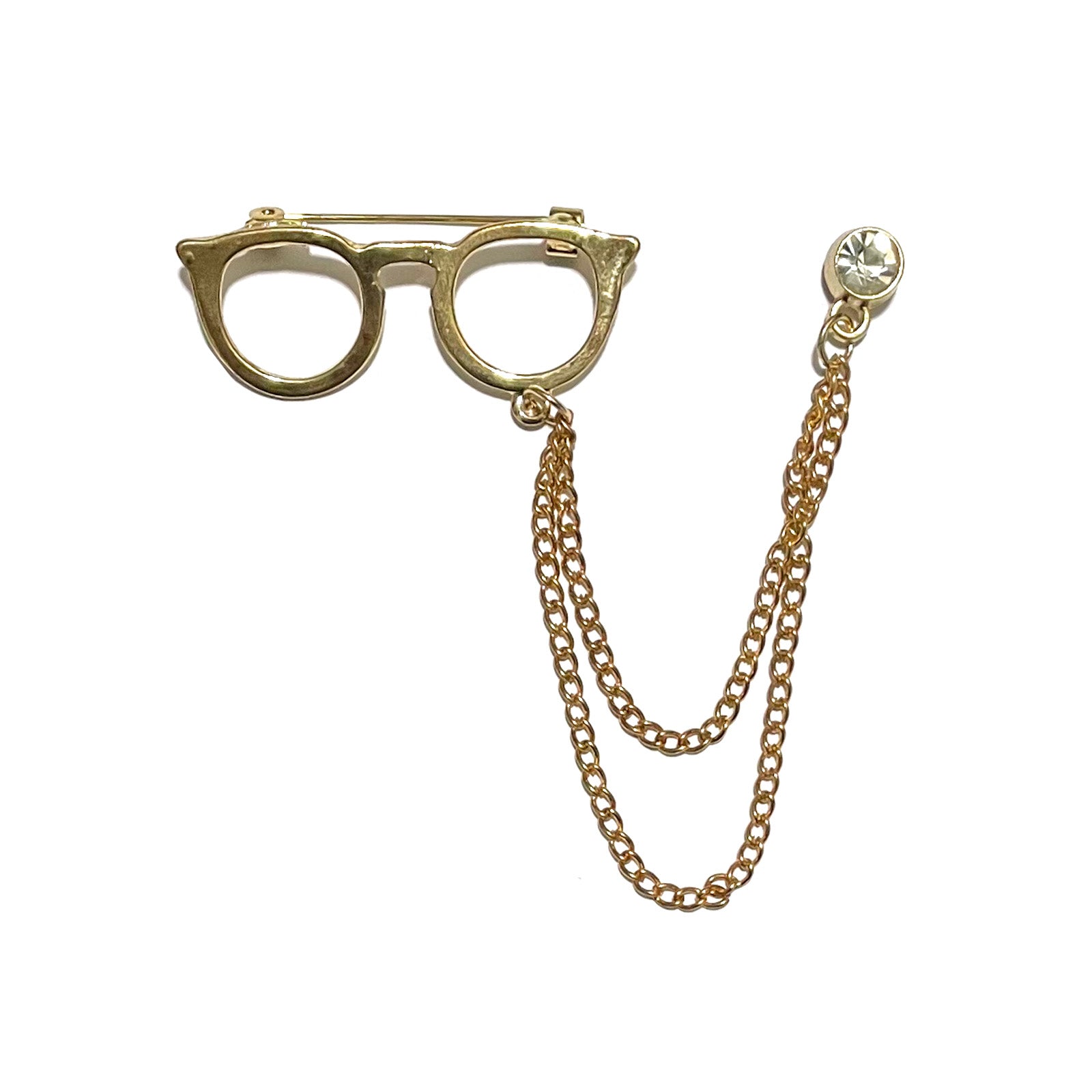 Gold Sun Glasses Chain Lapel Pin