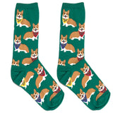 Green Corgi Short Crew Socks