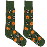 Green Pumpkin Cat Socks