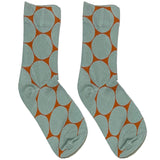 Green And Orange Round Pattern Short Crew Socks