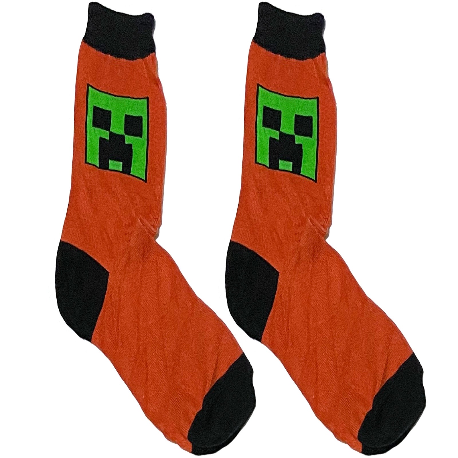 Green And Orange Tetris Face Short Crew Socks