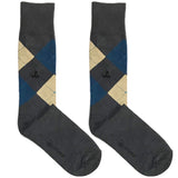 Grey And Blue Diamond Socks